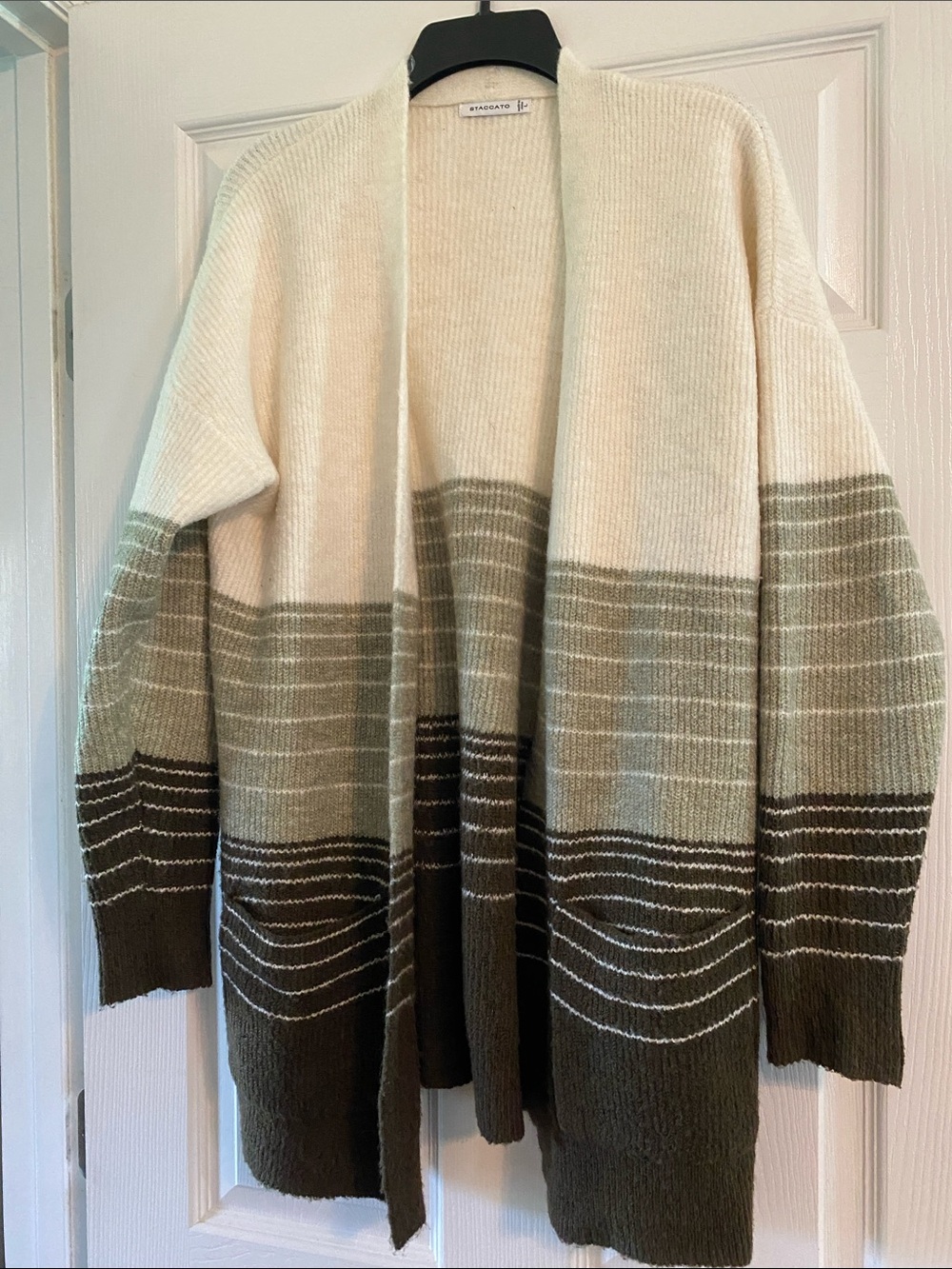 STACCATO Off-White Ribbed Open Knit Cardigan